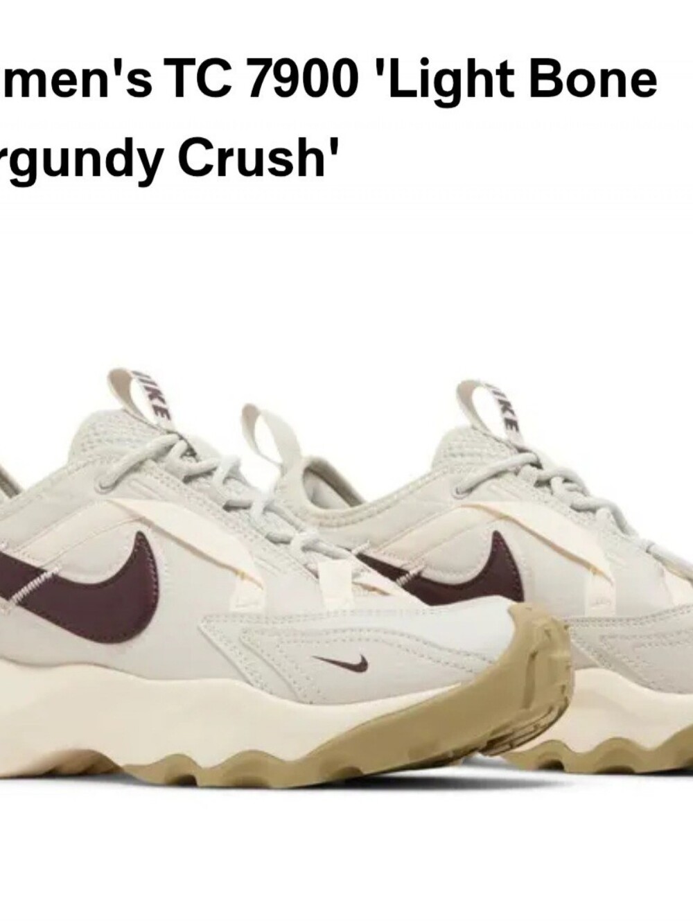 Nike TC 7900 Light Bone Burgundy Crush Sneakers!  Like New Size 10